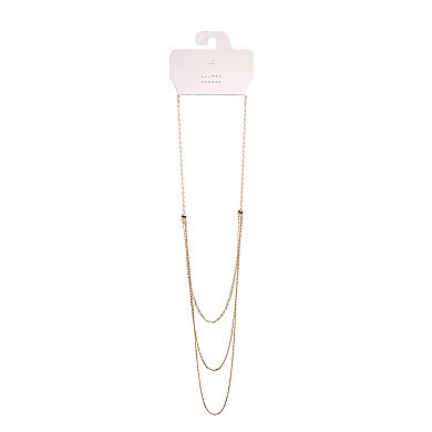 LC Lauren Conrad Gold Tone Three Row Long Nickel Free Chain Necklace