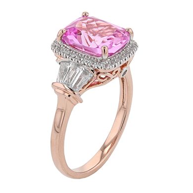 14k Rose Gold Over Silver Lab-Created Pink & White Sapphire Ring