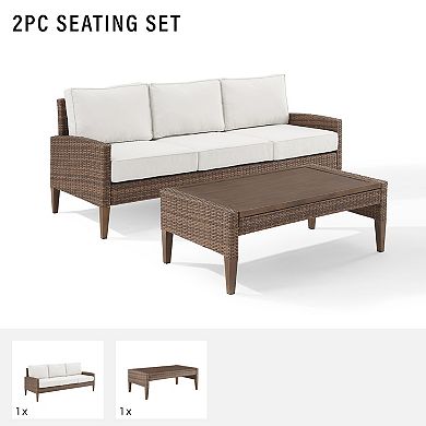 Crosley Capella Outdoor Wicker Sofa 2-piece Set