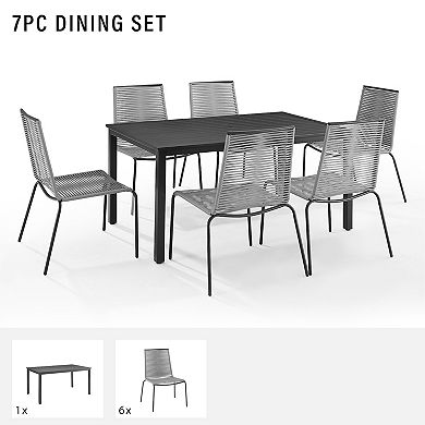 Crosley Fenton Patio Wicker Dining Table & Chair 7-piece Set