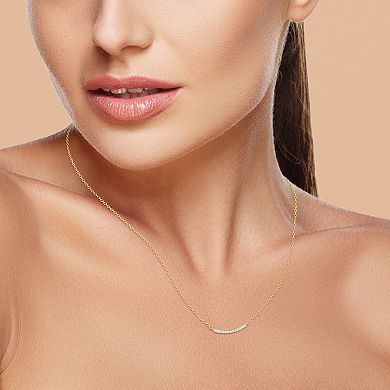 LUMINOR GOLD 14k Gold Diamond Accent Curved Bar Pendant Necklace