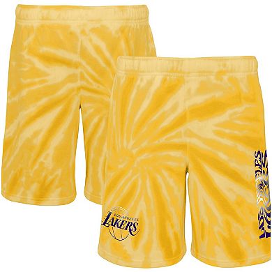 Youth Gold Los Angeles Lakers Santa Monica Tie-Dye Shorts