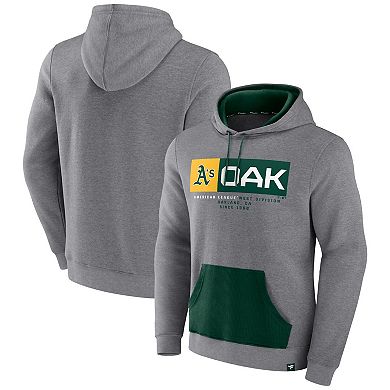 Men's Fanatics Branded Heathered Gray Oakland Athletics Iconic Steppin Up Fleece Pullover Hoodie