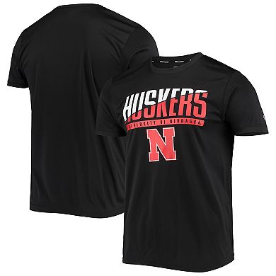Men's Champion Black Nebraska Huskers Team Wordmark Slash T-Shirt