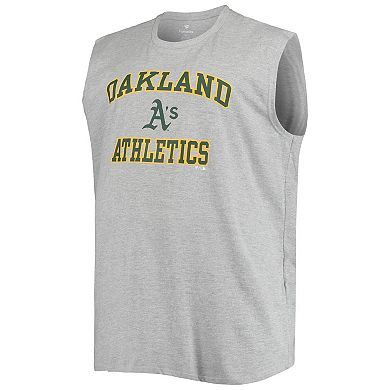 Men's Heathered Gray Oakland Athletics Big & Tall Jersey Muscle Tank Top