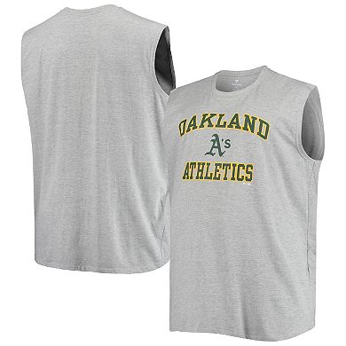 Men's Heathered Gray Oakland Athletics Big & Tall Jersey Muscle Tank Top