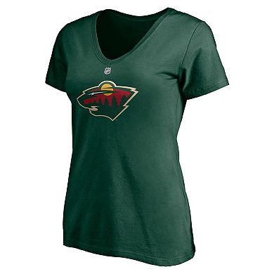 Women's Fanatics Branded Marc-Andre Fleury Green Minnesota Wild Authentic Stack Name & Number V-Neck T-Shirt