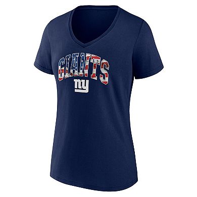 Women's Fanatics Branded Navy New York Giants Plus Size Banner Wave V-Neck T-Shirt