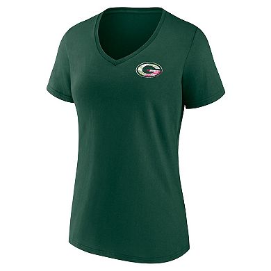 Women's Fanatics Branded Green Green Bay Packers Plus Size Mother's Day #1 Mom V-Neck T-Shirt