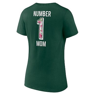 Women's Fanatics Branded Green Green Bay Packers Plus Size Mother's Day #1 Mom V-Neck T-Shirt
