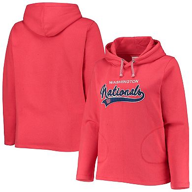 Women's Soft as a Grape Red Washington Nationals Plus Size Side Split Pullover Hoodie