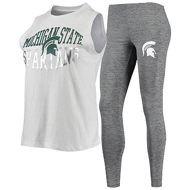 Women's Concepts Sport Charcoal/White Michigan State Spartans Tank Top & Leggings Sleep Set