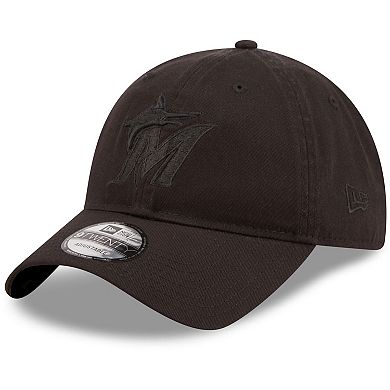 Men's New Era Miami Marlins Black On Black Core Classic 2.0 9TWENTY Adjustable Hat