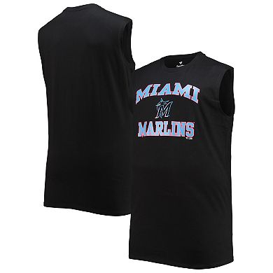 Men's Black Miami Marlins Big & Tall Jersey Muscle Tank Top