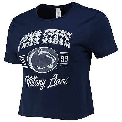Women's ZooZatz Navy Penn State Nittany Lions Core Laurels Cropped T-Shirt
