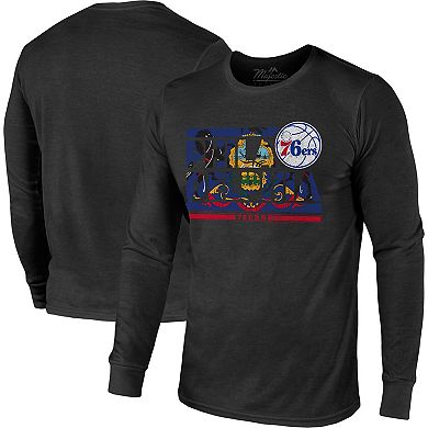 Men's Majestic Threads Black Philadelphia 76ers City and State Tri-Blend Long Sleeve T-Shirt