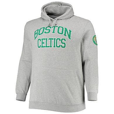 Men's Mitchell & Ness Larry Bird Heathered Gray Boston Celtics Big & Tall Name & Number Pullover Hoodie