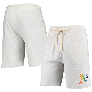 Men's Concepts Sport Oatmeal Oakland Athletics Mainstream Logo Terry Tri-Blend Shorts