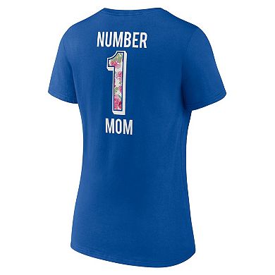 Women's Fanatics Branded Royal Buffalo Bills Plus Size Mother's Day #1 Mom V-Neck T-Shirt