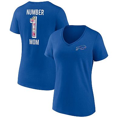 Women's Fanatics Branded Royal Buffalo Bills Plus Size Mother's Day #1 Mom V-Neck T-Shirt