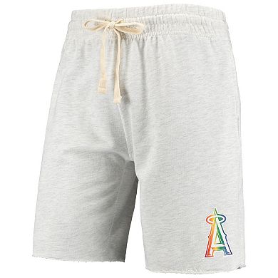 Men's Concepts Sport Oatmeal Los Angeles Angels Mainstream Logo Terry Tri-Blend Shorts