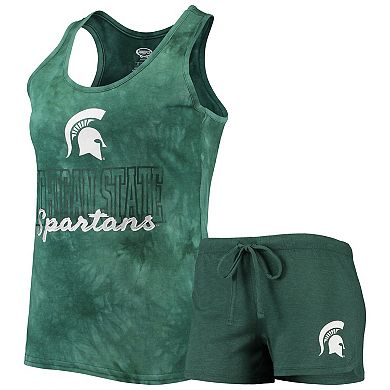 Women's Concepts Sport Green Michigan State Spartans Billboard Tie-Dye Tank Top & Shorts Set