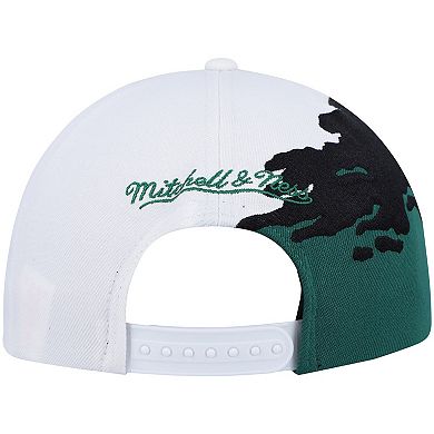 Men's Mitchell & Ness White/Kelly Green Boston Celtics Hardwood Classics Paintbrush Snapback Hat