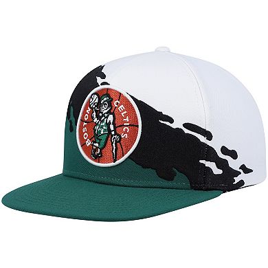Men's Mitchell & Ness White/Kelly Green Boston Celtics Hardwood Classics Paintbrush Snapback Hat