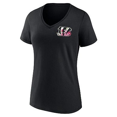 Women's Fanatics Branded Black Cincinnati Bengals Plus Size Mother's Day #1 Mom V-Neck T-Shirt