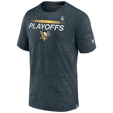 Men's Fanatics Branded Charcoal Pittsburgh Penguins Authentic Pro 2022 Stanley Cup Playoffs T-Shirt