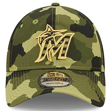 Men's New Era Camo Miami Marlins 2022 Armed Forces Day 9TWENTY Adjustable Hat