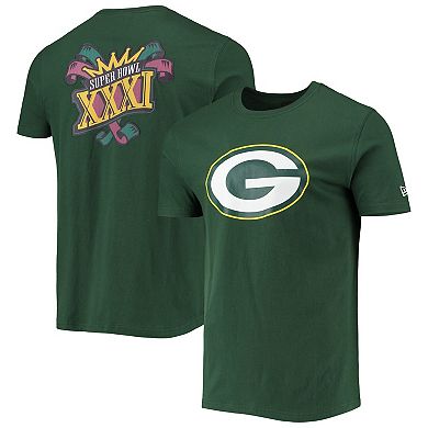 Men's New Era Green Green Bay Packers Patch Up Collection Super Bowl XXXI T-Shirt