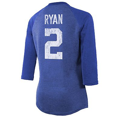Women's Majestic Threads Matt Ryan Royal Indianapolis Colts Player Name & Number Raglan 3/4-Sleeve T-Shirt