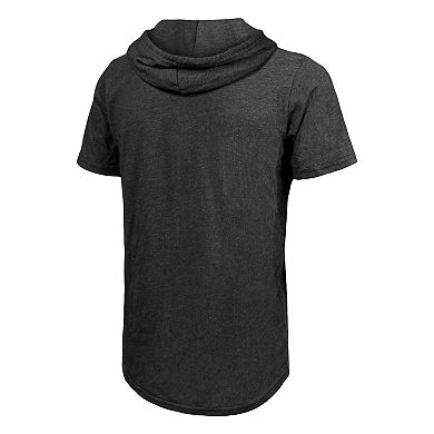 Men's Majestic Threads Heathered Black Phoenix Suns Wordmark Tri-Blend Hoodie T-Shirt