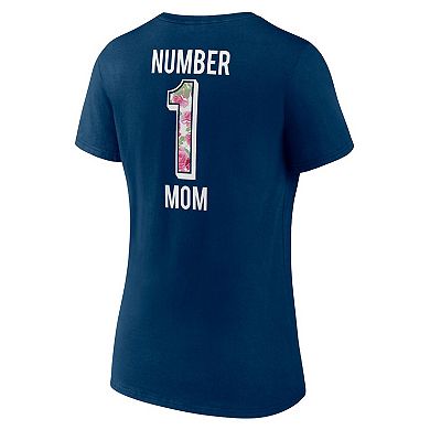 Women's Fanatics Branded Navy Chicago Bears Plus Size Mother's Day #1 Mom V-Neck T-Shirt