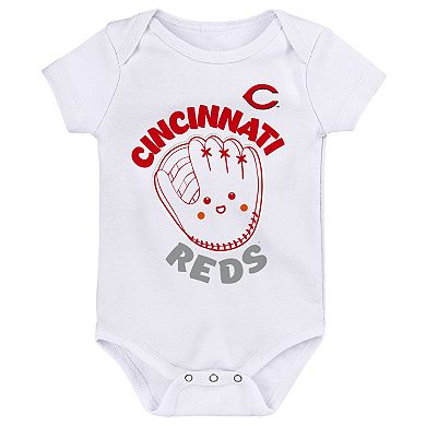 Infant Red/White/Heathered Gray Cincinnati Reds 3-Pack Change Up Bodysuit Set