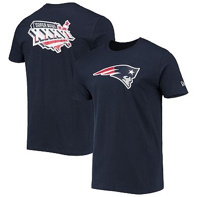 Men's New Era Navy New England Patriots Patch Up Collection Super Bowl XXXVI T-Shirt