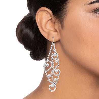 Vieste Crystal & Pearl Nickel Free Swirl Design Earrings