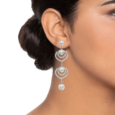 Vieste Pearl & Crystal Post Drop Nickel Free Earrings