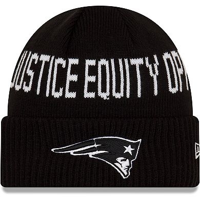 Men's New Era Black New England Patriots Team Social Justice Cuffed Knit Hat