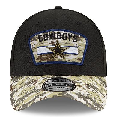 Men's New Era Black/Camo Dallas Cowboys 2021 Salute To Service 39THIRTY Flex Hat