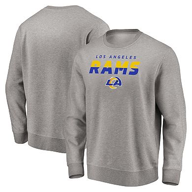 Men's Fanatics Branded Heathered Gray Los Angeles Rams Block Party Pullover Sweatshirt