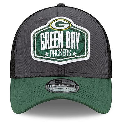 Men's New Era Graphite/Green Green Bay Packers 2021 NFL Draft Trucker 39THIRTY Flex Hat