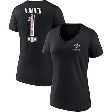 Women's Fanatics Branded Black New Orleans Saints Team Mother's Day V-Neck T-Shirt