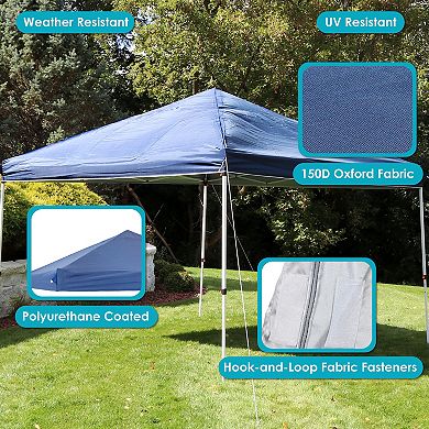 Sunnydaze 10 x 10 ft Oxford Fabric Pop-Up Canopy Shade with Vent - Blue