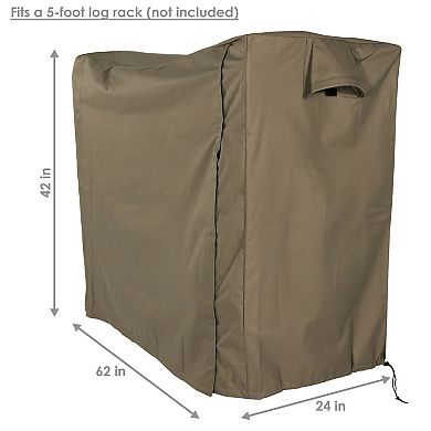 Sunnydaze 5 ft Weather-Resistant Polyester Firewood Log Rack Cover - Khaki