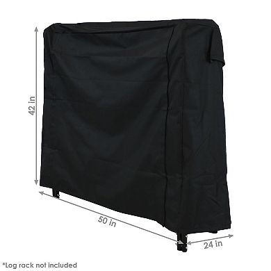 Sunnydaze 4 ft Weather-Resistant Polyester Firewood Log Rack Cover - Black