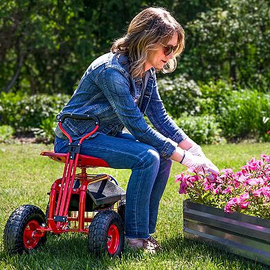 Sunnydaze Rolling Garden Cart With Extendable Handle