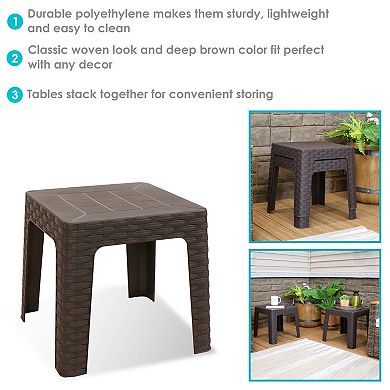 Sunnydaze Set of 2 Indoor/Outdoor Polypropylene 18" Square Patio Side Table