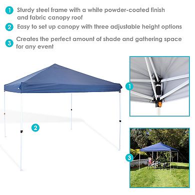 Sunnydaze Standard Pop-Up Canopy with Sandbags - 12 ft x 12 ft - Blue